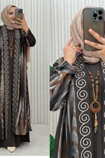 Döngü Elbise Takım Kahverengi